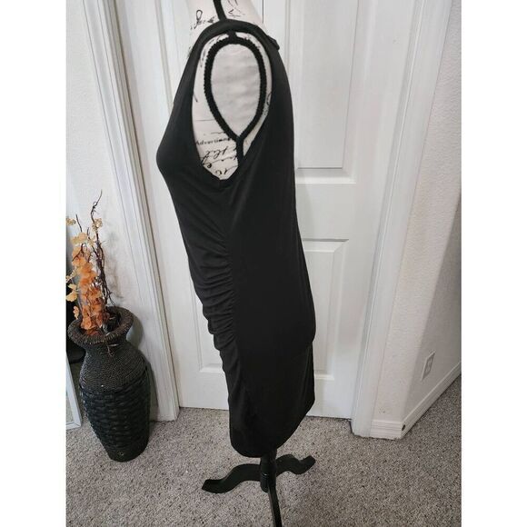Soft Black Ruched Tulip Dress Size L - Picture 3 of 6
